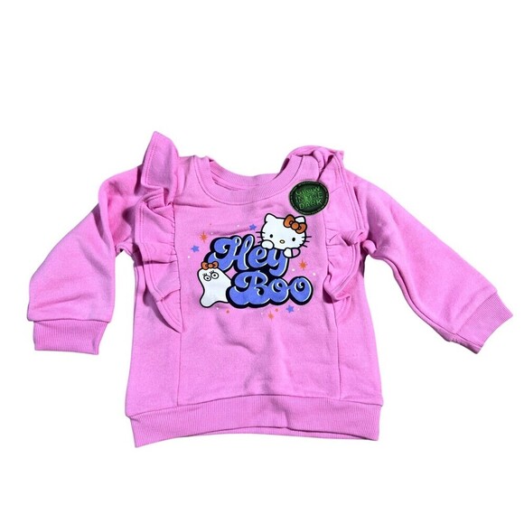 Sanrio Hello Kitty Girls Hey Boo Ghost Halloween Sweatshirt Size 2T Pink NWT - Picture 2 of 5